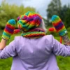 Rękawiczki handmade ze sznureczkiem ,,Tęcza"