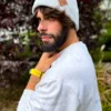 Męska bawełniana czapka beanie logo ekoskórka "Jasny szary"