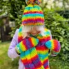 Czapka z dużym pomponem EUFORIA ,,Tęcza"