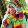 Rękawiczki handmade ze sznureczkiem ,,Tęcza"