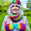 Rękawiczki handmade ze sznureczkiem ,,Tęcza"
