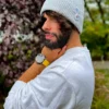Męska czapka beanie z bawełny logo kolorowe "Jasny szary"