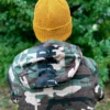 Męska bawełniana czapka beanie logo ekoskórka "Musztardowa"