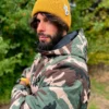 Męska czapka beanie z bawełny logo kolorowe "Musztardowa"
