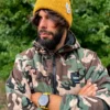 Męska czapka beanie z bawełny logo kolorowe "Musztardowa"