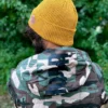 Męska bawełniana czapka beanie logo ekoskórka "Musztardowa"
