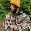 Męska czapka beanie z bawełny logo kolorowe "Musztardowa"