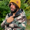 Męska bawełniana czapka beanie logo ekoskórka "Musztardowa"