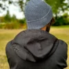Męska bawełniana czapka beanie logo ekoskórka "Ciemny szary"