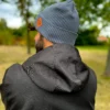 Męska bawełniana czapka beanie logo ekoskórka "Ciemny szary"