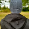Męska bawełniana czapka beanie logo ekoskórka "Ciemny szary"