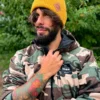 Męska bawełniana czapka beanie logo ekoskórka "Musztardowa"