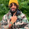 Męska bawełniana czapka beanie logo ekoskórka "Musztardowa"