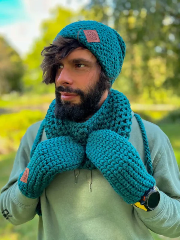 Męska czapka ręcznie robiona EXPLORER ,,Leśny zielony"