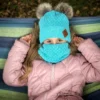 ZESTAW: bawełniana czapka dla dziecka z dwoma pomponami i komin "Turkus"