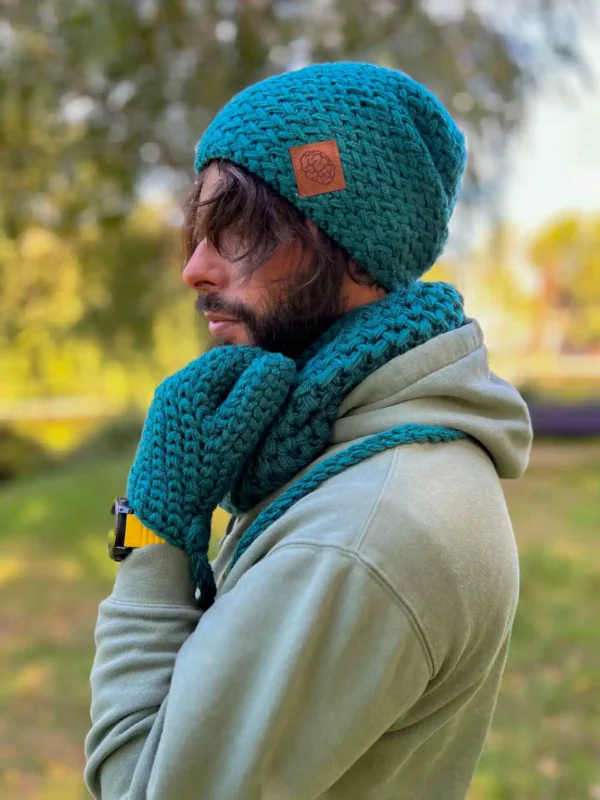 Męska czapka ręcznie robiona EXPLORER ,,Leśny zielony"