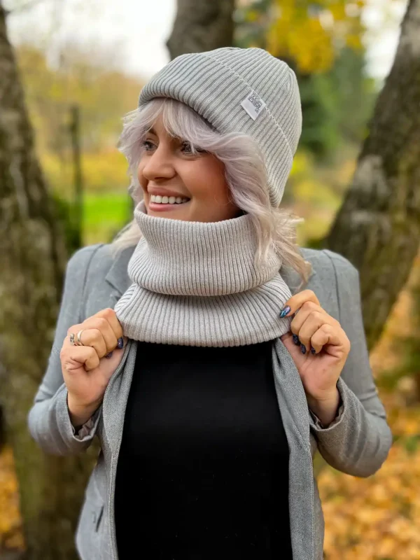 Bawełniana bandana zimowa "Jasny szary”
