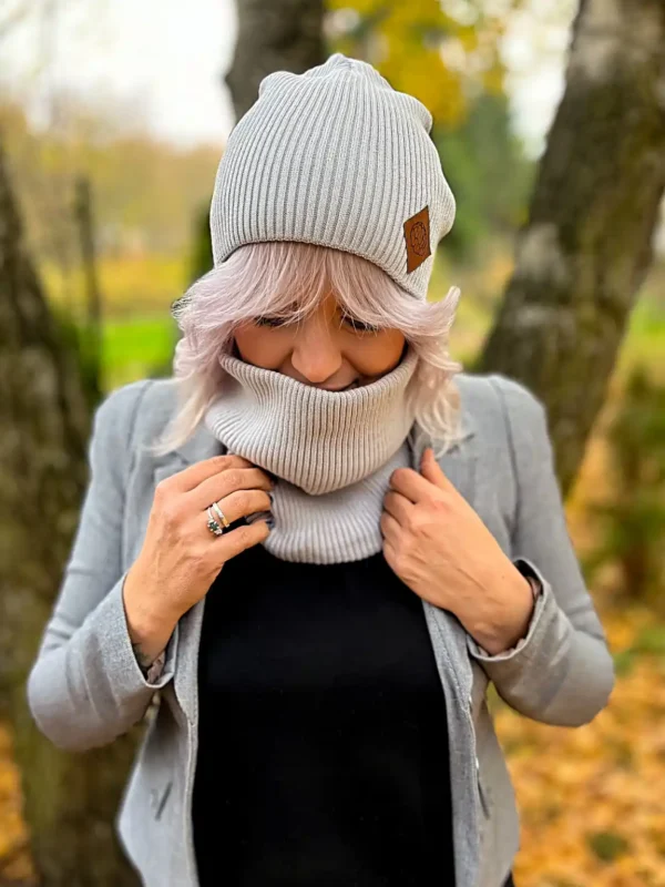 Bawełniana bandana zimowa "Jasny szary”
