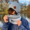 Męski bawełniana bandana zimowa "Jasny szary”