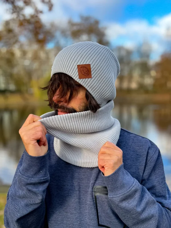 Męski bawełniana bandana zimowa "Jasny szary”