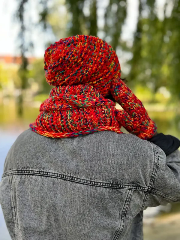 Męski SZAL ręcznie robiony "Czerwienie szalik"