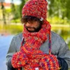 Męski SZAL ręcznie robiony "Czerwienie szalik"