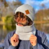 Męski bawełniana bandana zimowa "Jasny szary”