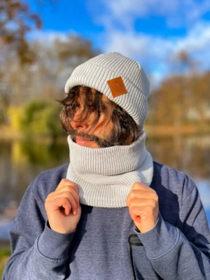 Męski bawełniana bandana zimowa "Jasny szary”