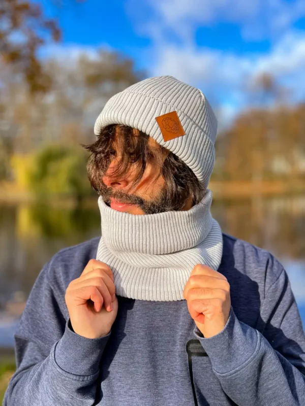 Męski bawełniana bandana zimowa "Jasny szary”