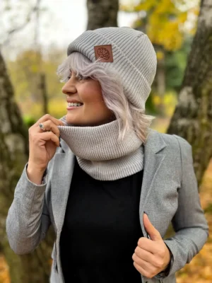 Bawełniana bandana zimowa "Jasny szary”
