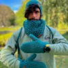 Męskie rękawiczki handmade ze sznureczkiem ,,Leśny zielony"