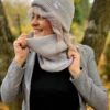 Bawełniana bandana zimowa "Jasny szary”