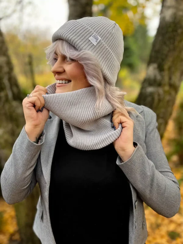 Bawełniana bandana zimowa "Jasny szary”