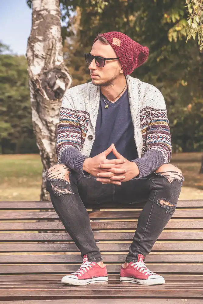 Czapka beanie brudny niebieski