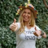 Biały t-shirt oversize Rzygam tęczą