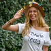 Biały t-shirt oversize Rzygam tęczą