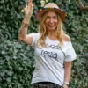 Biały t-shirt oversize Rzygam tęczą