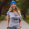 Szary t-shirt z napisem Born to fuck
