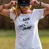 T-shirt biały z napisem Born to fuck