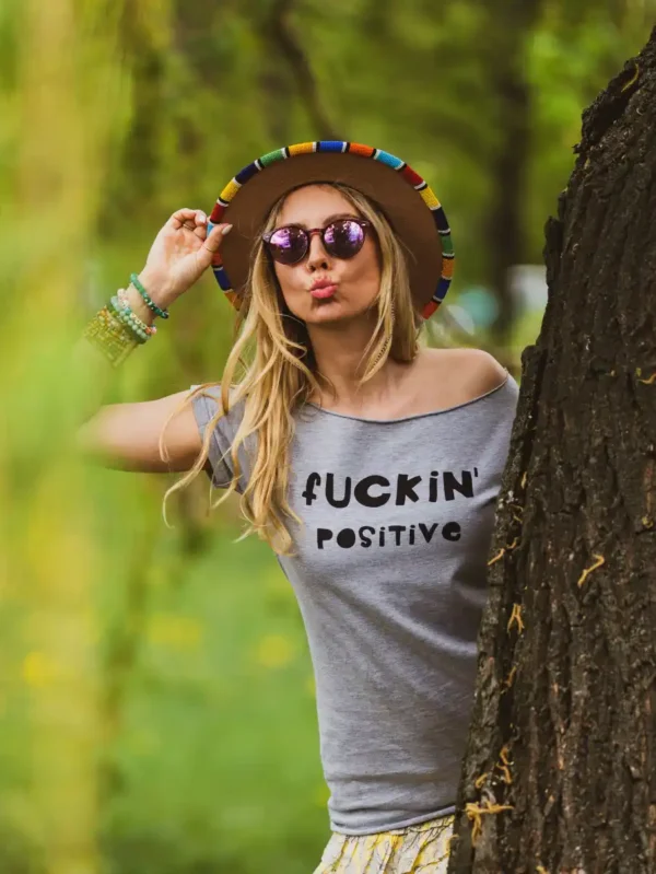 Szary t-shirt oversize Fuckin' positive