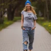 Szary t-shirt z napisem Born to fuck