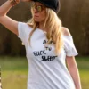 Biała koszulka oversize Born to fuck