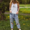 Biały tank top z napisem I'm fucking perfect