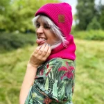 Bawełniana czapka beanie logo ekoskórka "Malina"