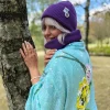 Czapka beanie z bawełny logo kolorowe "Fiolet"
