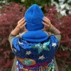 Bawełniana czapka beanie logo ekoskórka "Niebieski"
