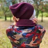 Bawełniana czapka jesienna logo ekoskórka "Bordo"