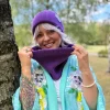 Czapka beanie z bawełny logo kolorowe "Fiolet"