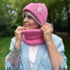 Czapka beanie z bawełny logo kolorowe "Różowy"