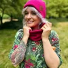 Bawełniana czapka beanie logo ekoskórka "Malina"